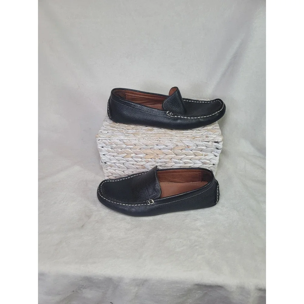 Bacco Bucci Black Leather Loafers Quiet Luxury Business Casual Preppy Size‎ 10.5